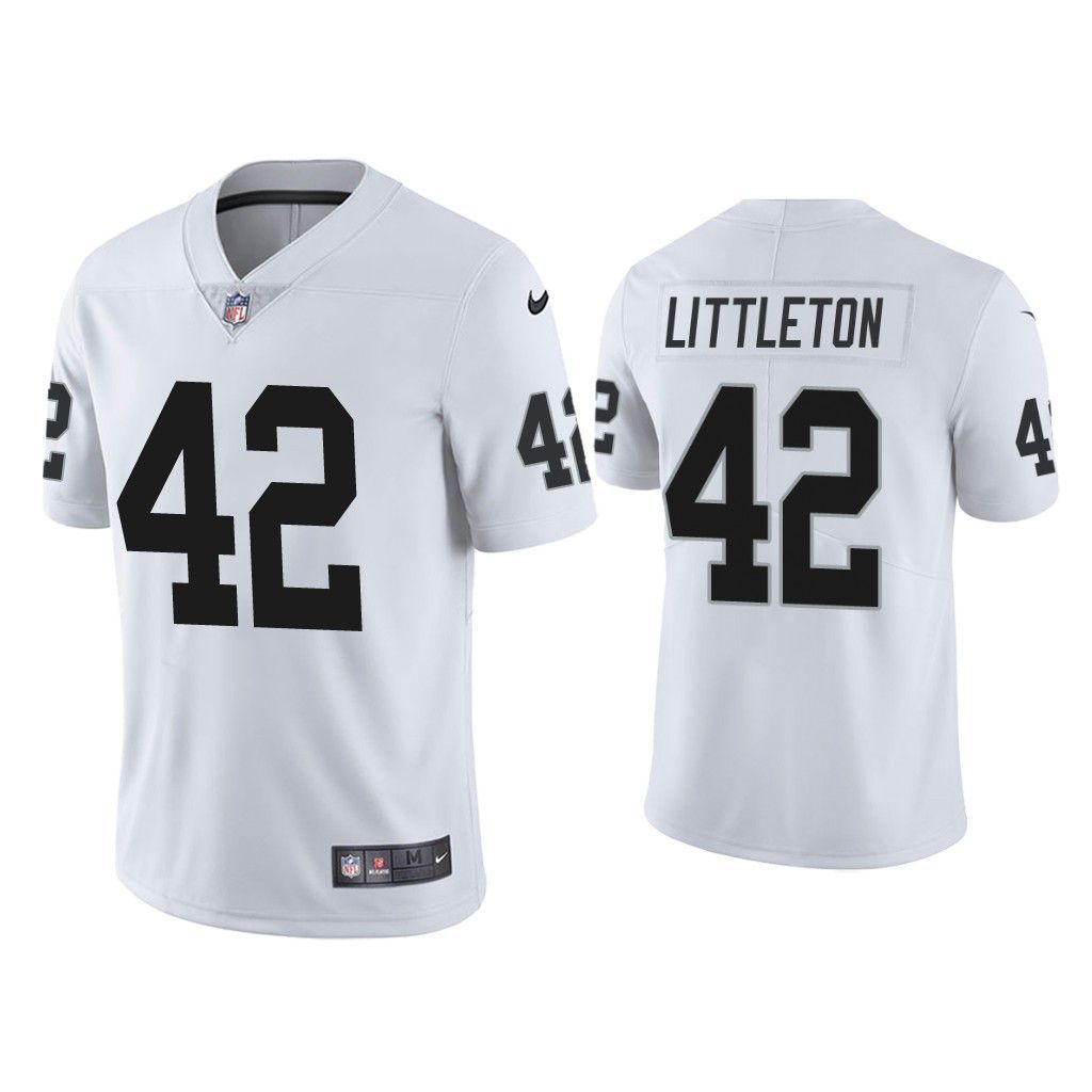 Men Oakland Raiders #42 Cory Littleton Nike White Limited NFL Jersey->oakland raiders->NFL Jersey